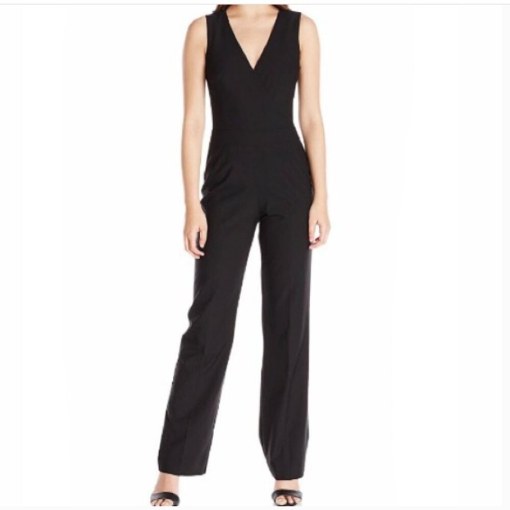 NWT Trina Turk Black Sleeveless Faux Wrap Jumpsuit